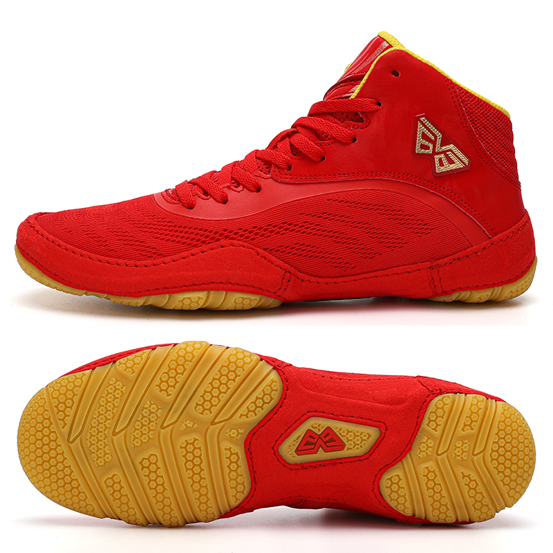 Red Fury Mesh — Triple Red / Gum Sole wrestling shoes