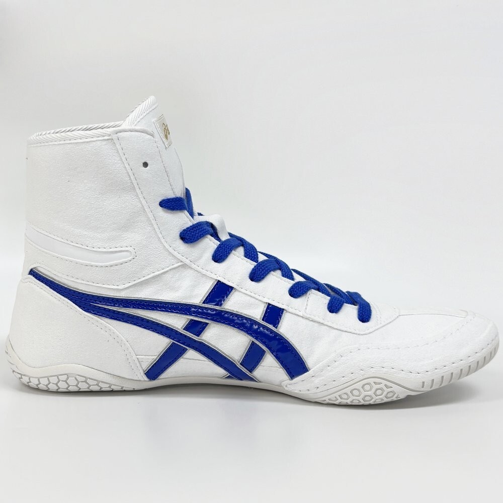 ASICS Snapdown 3 — White/Royal — White / Asics Blue Patent wrestling shoes