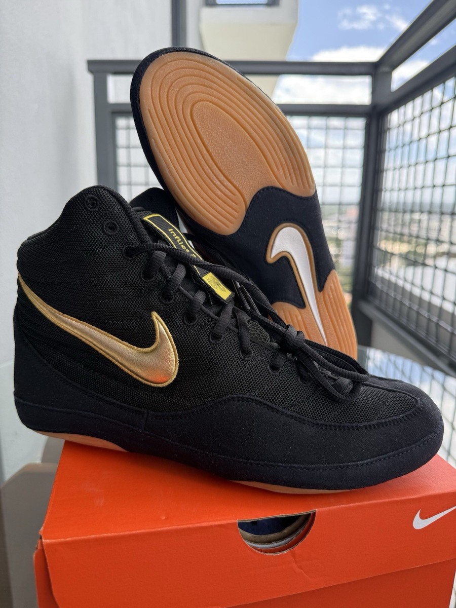 Nike Inflict 3 — Black/Gold — Black / Metallic Gold / Gum wrestling shoes