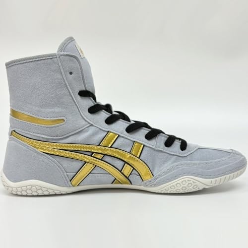ASICS JB Elite IV — Grey/Gold — Sheet Rock Grey / Champion Gold wrestling shoes