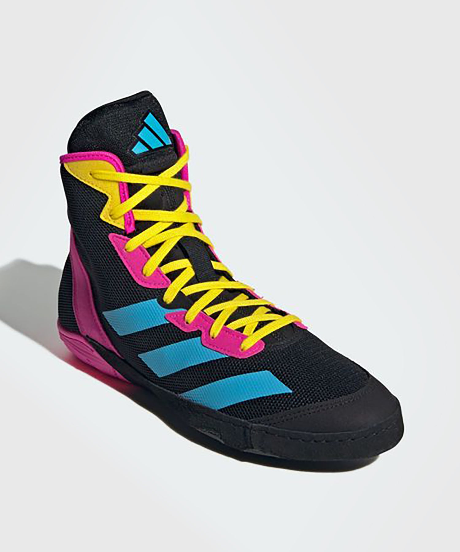 Adidas adizero — Black/Cyan/Pink — Black / Cyan / Pink / Yellow Laces wrestling shoes