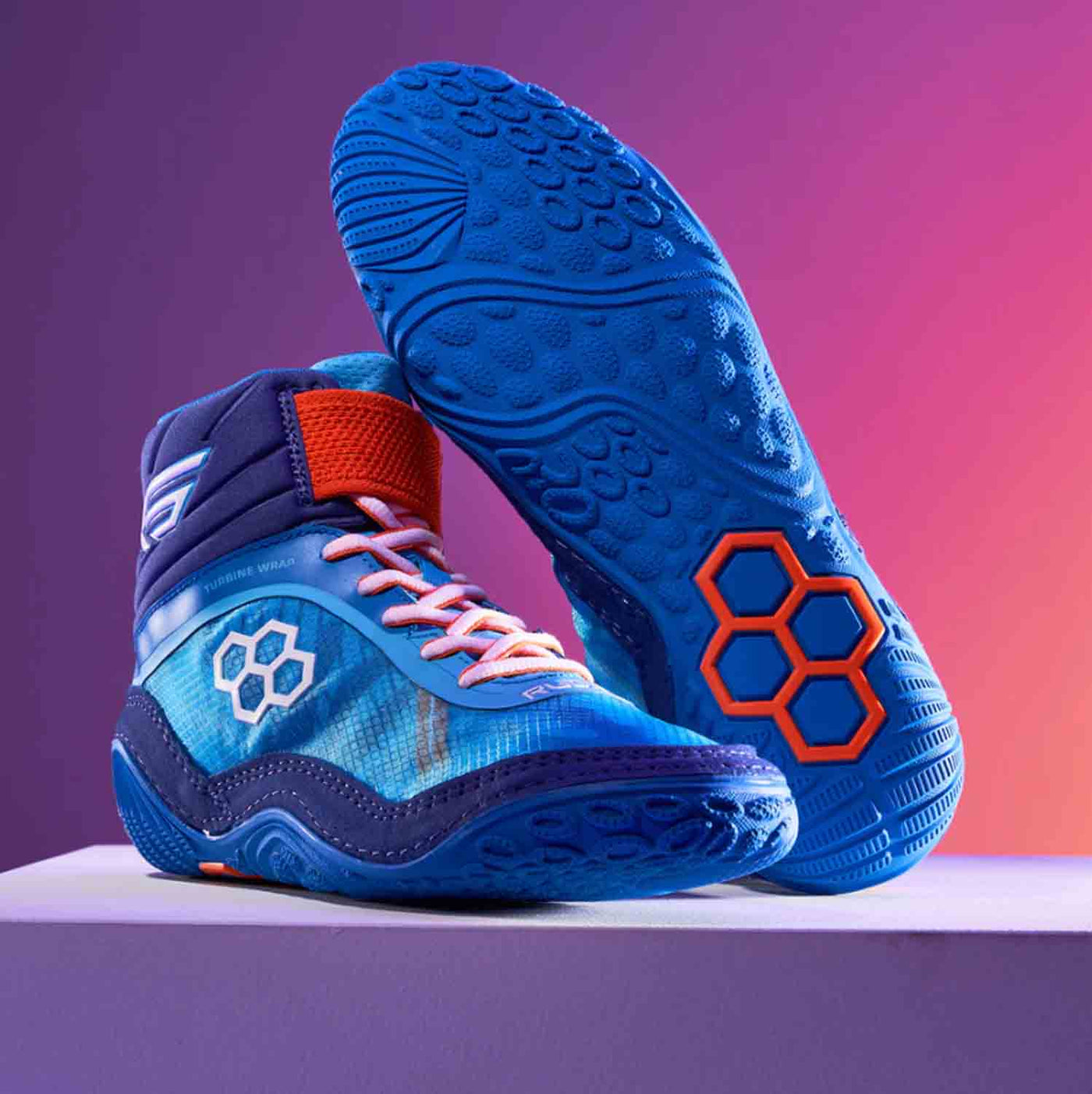 RUDIS Colossus — Royal/Orange Hex — Royal Blue / Inferno Orange Hex wrestling shoes