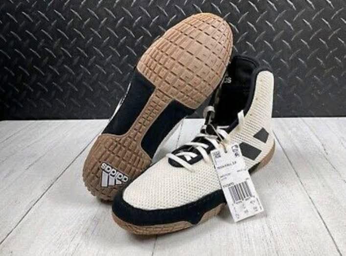 Adidas Mat Wizard — Cream / Navy / Gum wrestling shoes