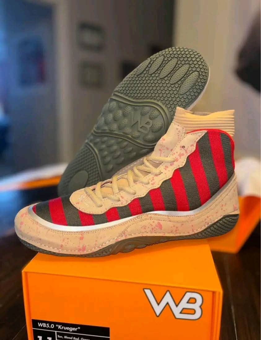 WB 5.0 Krueger — Tan / Blood Red / Green wrestling shoes