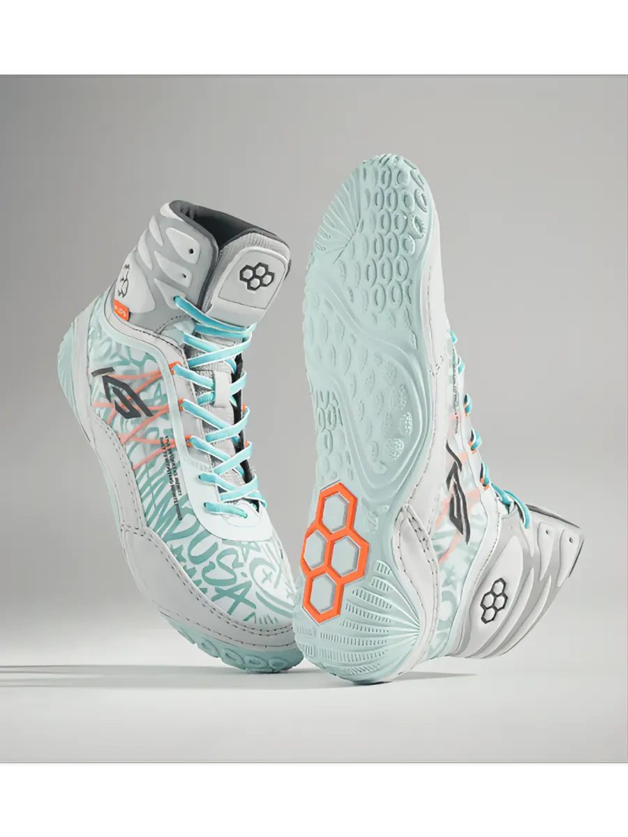 RUDIS Colossus — Mint USA — Mint / White / Coral USA Print wrestling shoes