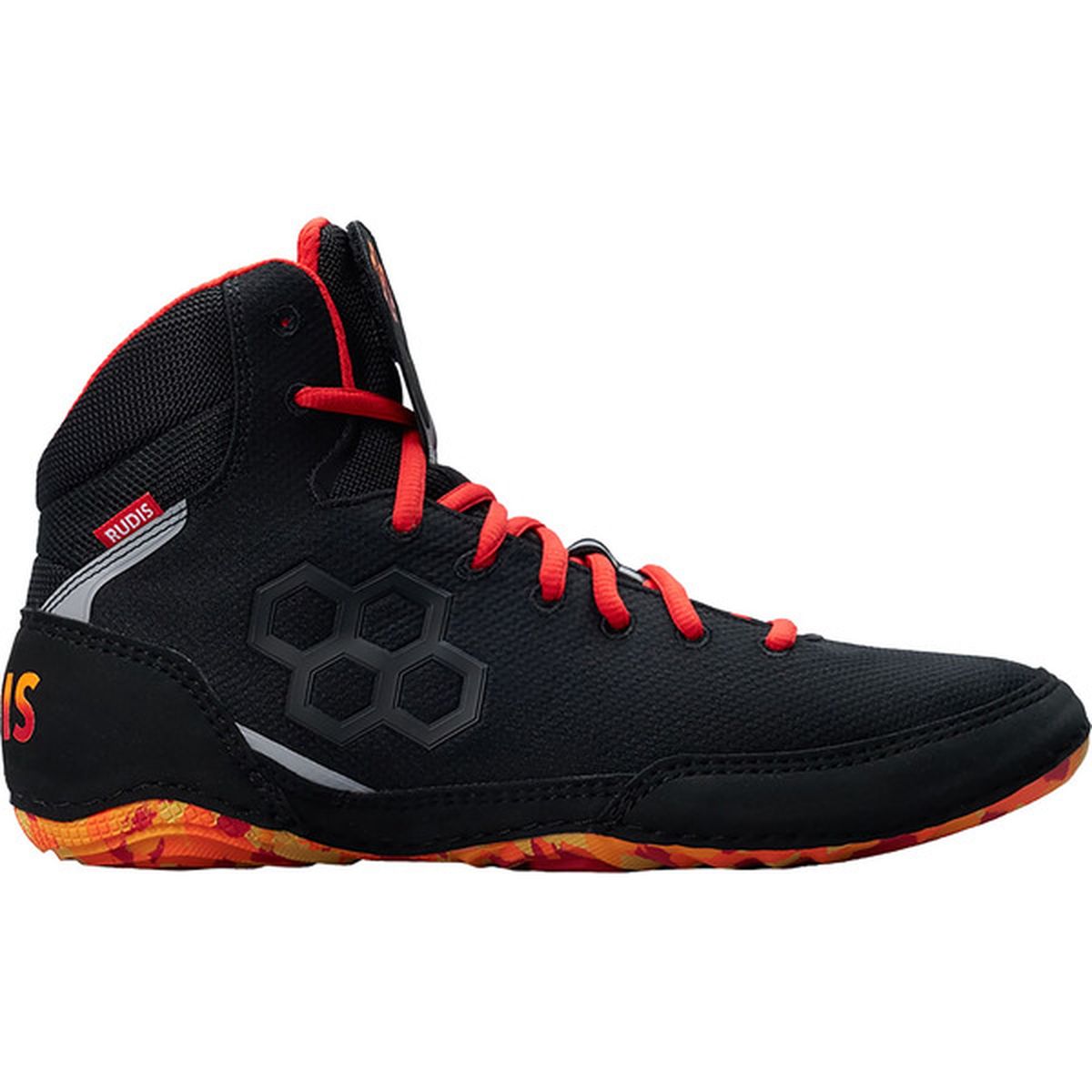 RUDIS Colossus Black — Black / Inferno Red wrestling shoes